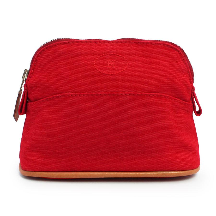 （未使用　展示品）エルメス HERMES ボリード 16 ミニミニ コスメ 化粧ポーチ コットン100％ キャンバス レッド シルバー金具 HERMES（エルメス） （未使用 展示品）エルメス ボリード 16 ミニミニ