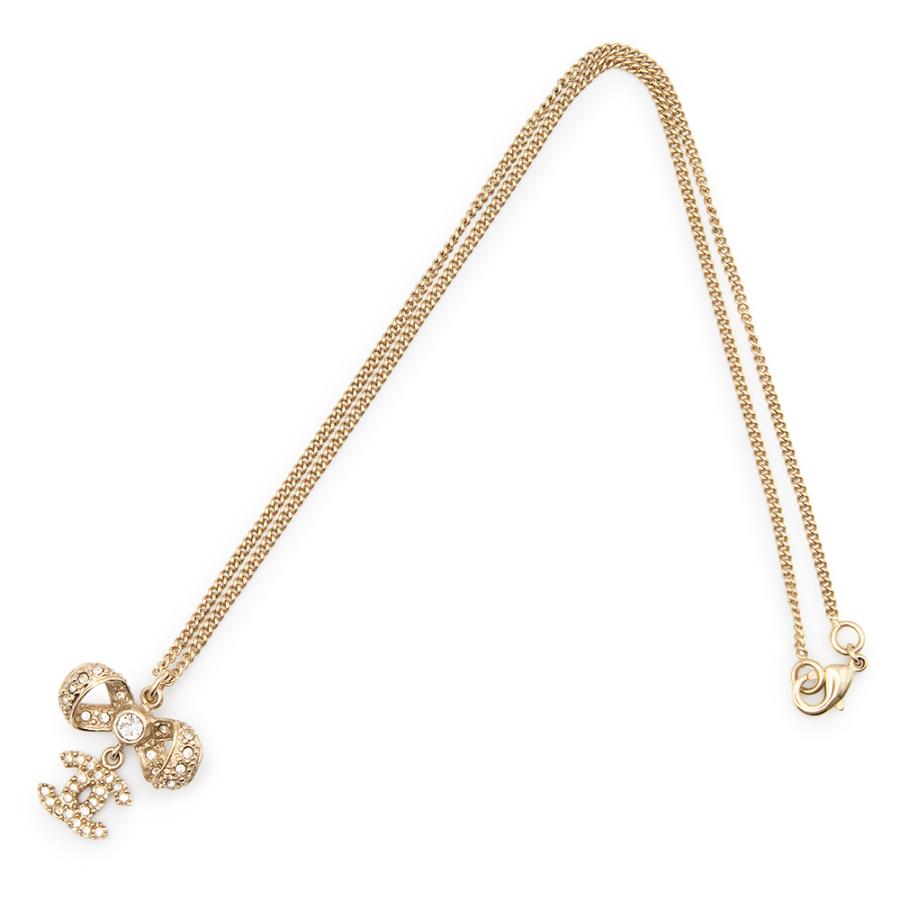 シャネル　ネックレス　ココマーク　ラインストーン　リボンモチーフ CHANEL CHANEL（シャネル） （美品）シャネル ココマーク リボン ライン