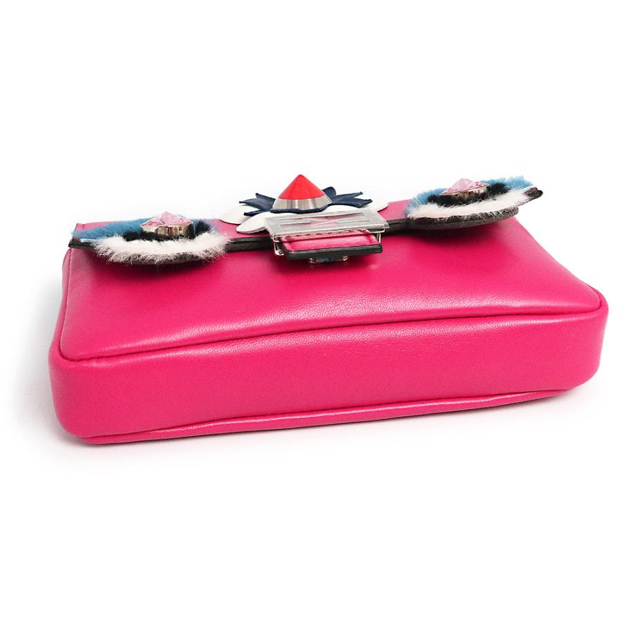 美品☆FENDI フェンディ 8M0354 モンスター マイクロバケット ビジュー付 2WAY レザー ショルダーバッグ アイボリー イタリア製 レディース 箱・保存袋付き FENDI - 美品☆FENDI フェンディ 8M0354 モンスター マイクロバケット