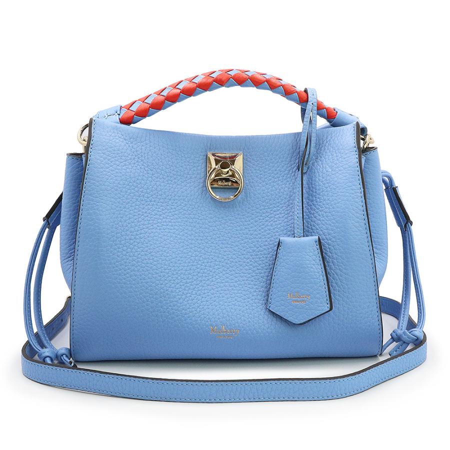 （未使用　展示品）マルベリー MULBERRY スモールアイリス 2WAY ショルダー ハンドバッグ 斜め掛け ヘビー グレイン レザー コーンフラワーブルー レッドオレンジ ゴールド金具 HH6267 Mulberry（マルベリー） （未使用 展示品）マルベリー スモール