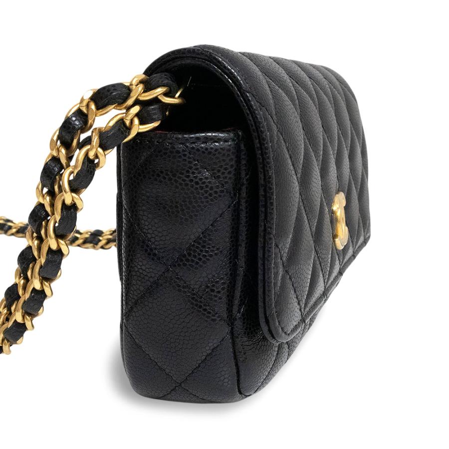 キルティング フラップ チェーンバッグ 23cm ブラック ゴールド金具 CHANEL（シャネル） （美品）シャネル マトラッセ ミニフラップ
