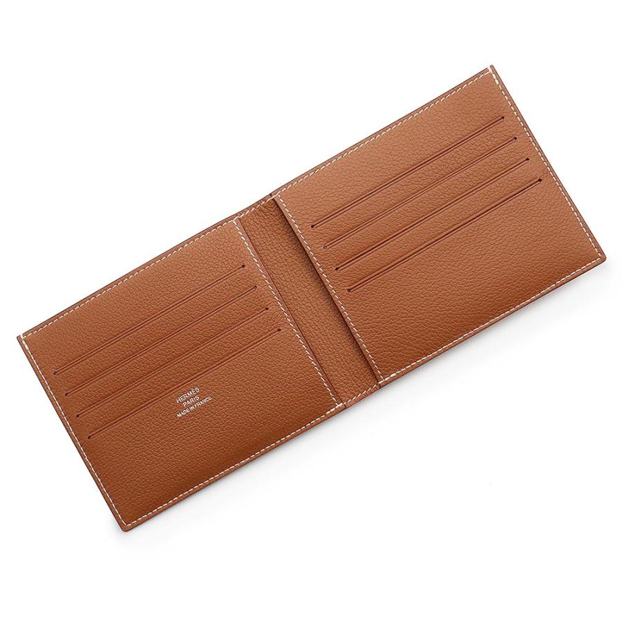 （新品・未使用品）エルメス HERMES シチズン ツイル コンパクト H Cheval au Bar 二つ折り財布 エバーカラー レザー シルク ゴールド ブルー ブラウン W刻印の画像