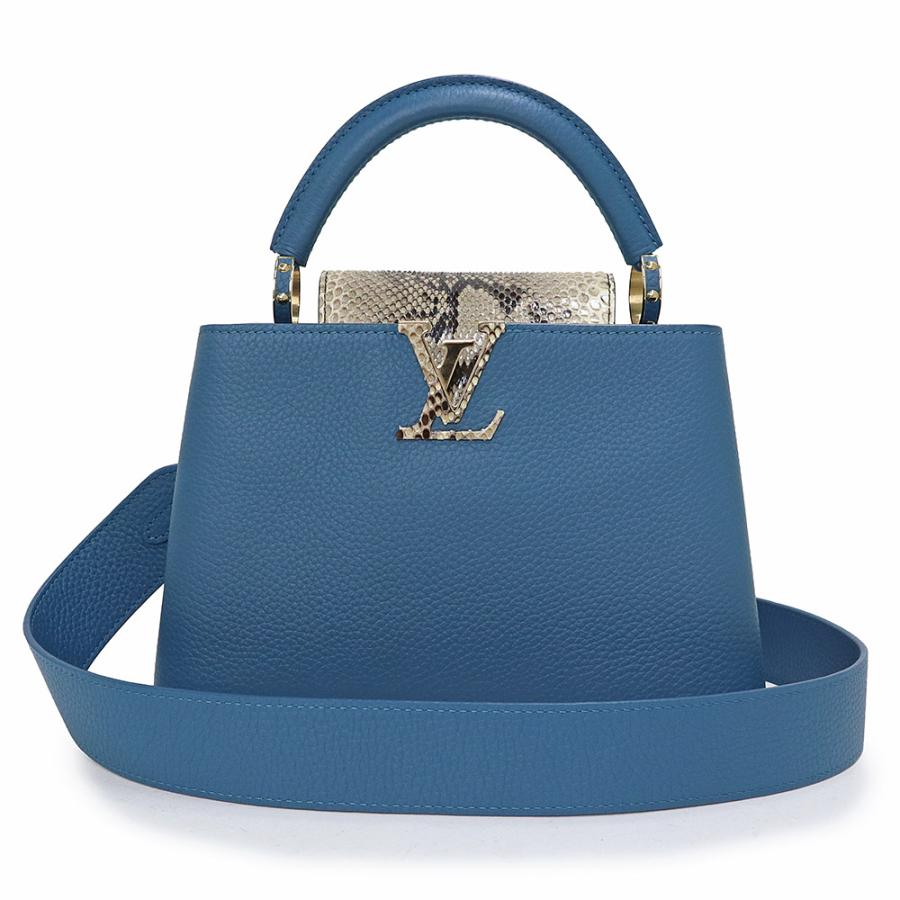 （未使用　展示品）ルイ ヴィトン LOUIS VUITTON カプシーヌ BB 2WAY ショルダー ハンドバッグ 斜め掛け トリヨンレザー パイソン エキゾチックレザー ターコイズ ブルー ゴールド金具 N81408 箱付 LOUIS VUITTON（ルイ・ヴィトン） （未使用 展示品）ルイ ヴィトン