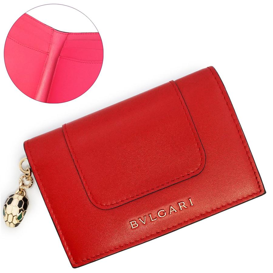 （未使用保管品）ブルガリ BVLGARI セルペンティ スネーク カードホルダー カードケース パスケース 名刺入れ 定期入れ カーフスキン レザー バイカラー レッド ピンク ゴールド金具 288821 BVLGARI（ブルガリ） （未使用保管品）ブルガリ セルペンティ スネーク