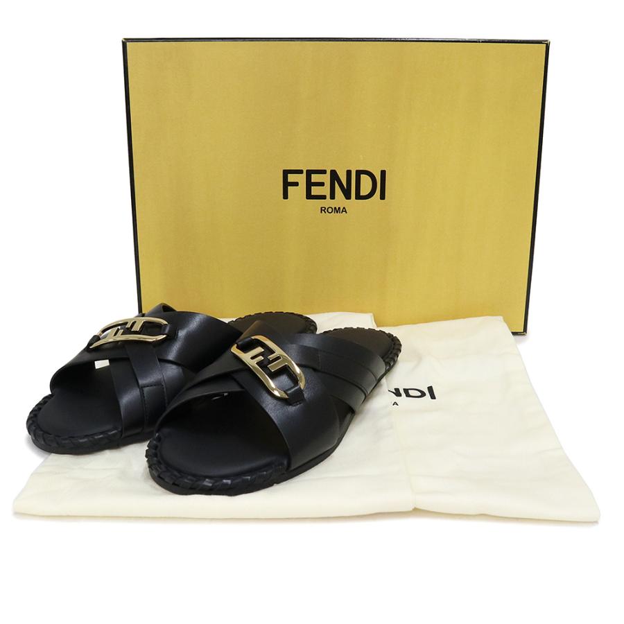 FENDI フェンディ ブラックサンダル24.5 FENDI（フェンディ） （未使用保管品）フェンディ スライドサンダル 靴