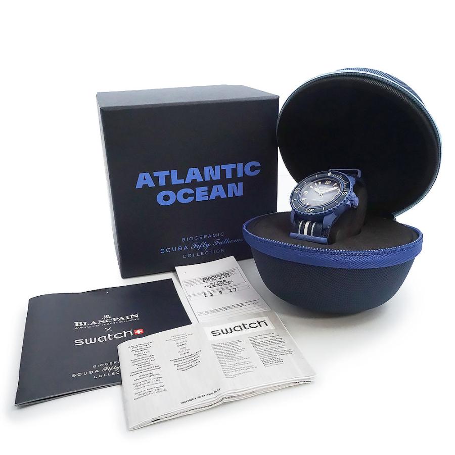 （未使用　展示品）Blancpain ブランパン Swatch スウォッチ SO35A100 スクーバ フィフティ ファゾムス アトランティック オーシャン ブルー 腕時計 箱付の画像