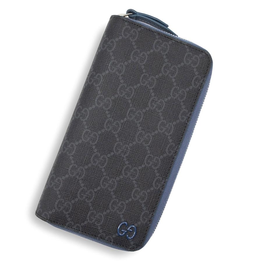 （未使用　展示品）グッチ GUCCI ジップアラウンドウォレット 長財布 GGスプリームキャンバス レザー バイカラー ブラック ブルー シルバー金具 822051 GUCCI（グッチ） （未使用 展示品）グッチ ジップアラウンドウォレット