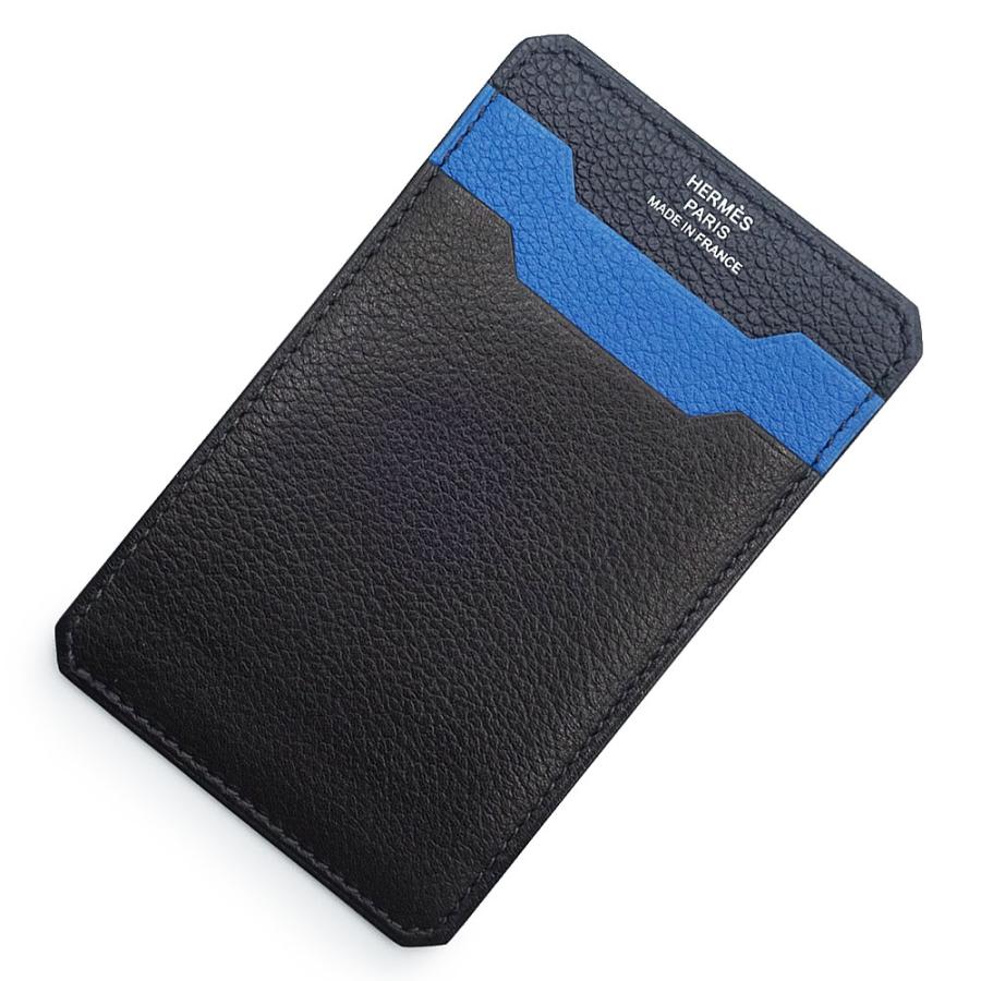 （美品）エルメス HERMES シティ 3CC カラーブロック カードケース 名刺入れ 定期入れ パスケース ヴォーエヴァーグレイン ヴォーエバーカラー レザー ノワール ブルーニュイ ブルーゼリージュ ブラック ネイビー B刻印 箱付 HERMES（エルメス） （美品）エルメス シティ 3CC カラーブロック