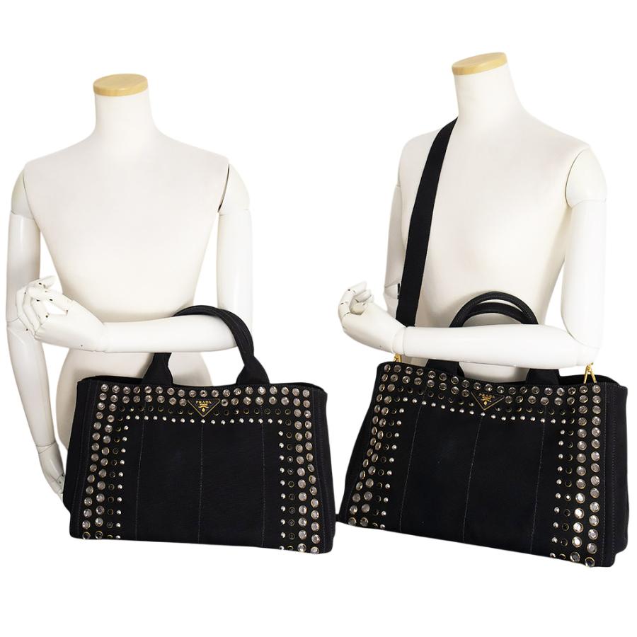 もか PRADA プラダ カナパ S ビジュー スタッズ 2way PRADA（プラダ） （美品）プラダ カナパ トート 2Way ショルダー
