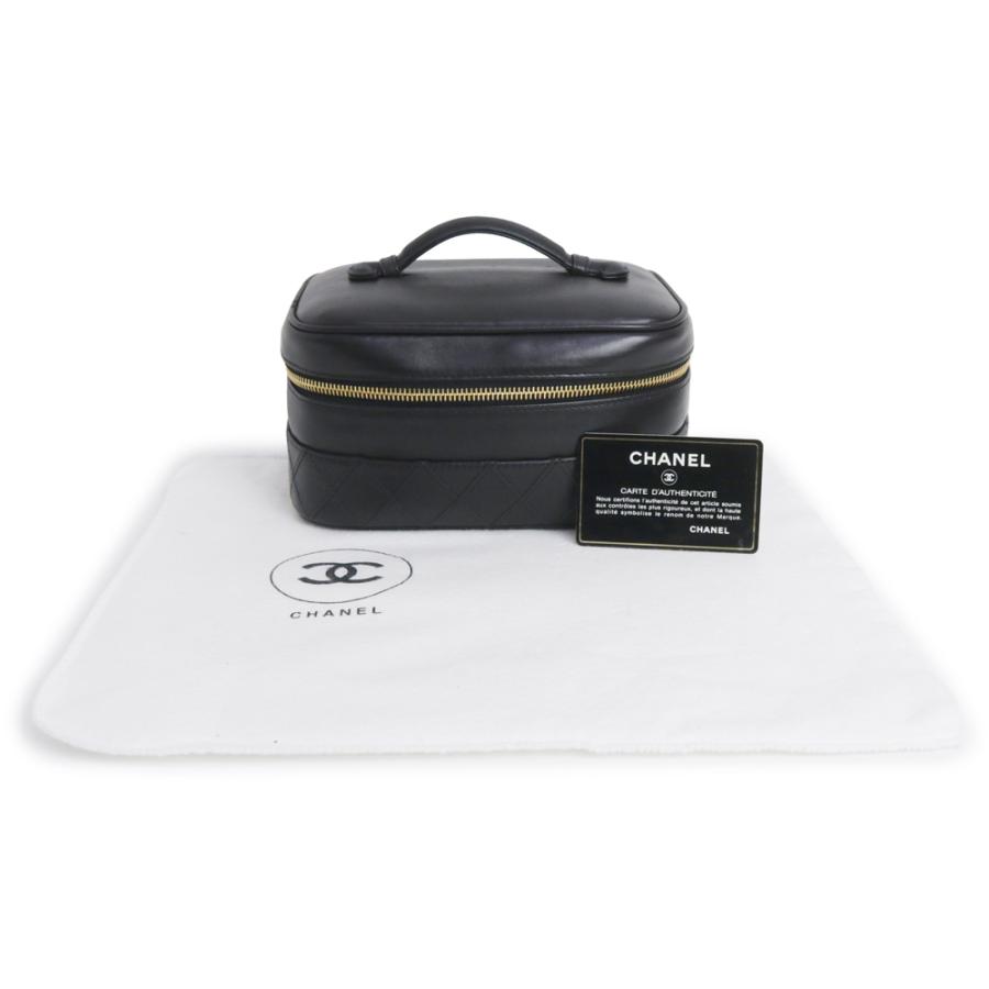 シャネル バニティバッグ ピコローレ ブラック レザー 化粧ポーチ CHANEL（シャネル） （中古）シャネル ビコローレ バニティ ポーチ