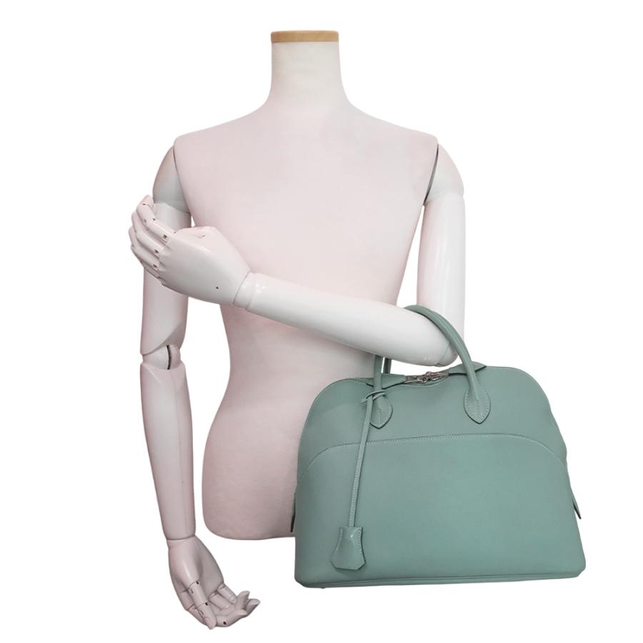 HERMES エルメス 2WAY ボリード1923　30 ハンドバッグ ショルダーバッグ 肩掛け 斜め掛け トレサージュ C刻印 レザー    ブルー 青 ブラウン 茶 シルバー金具 レディース 2018年【中古品】 HERMES】エルメス『ボリード1923 30 トレサージュ』C刻印 2018年製