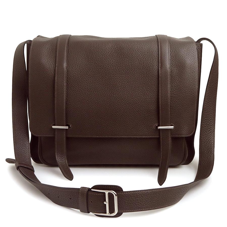 （中古）エルメス HERMES スティーブ ブザス 35 ショルダーバッグ 斜め掛け トリヨンクレマンス レザー Toupe トゥープ トープ ブラウン シルバー金具 □Q刻印 HERMES（エルメス） （中古）エルメス スティーブ ブザス 35