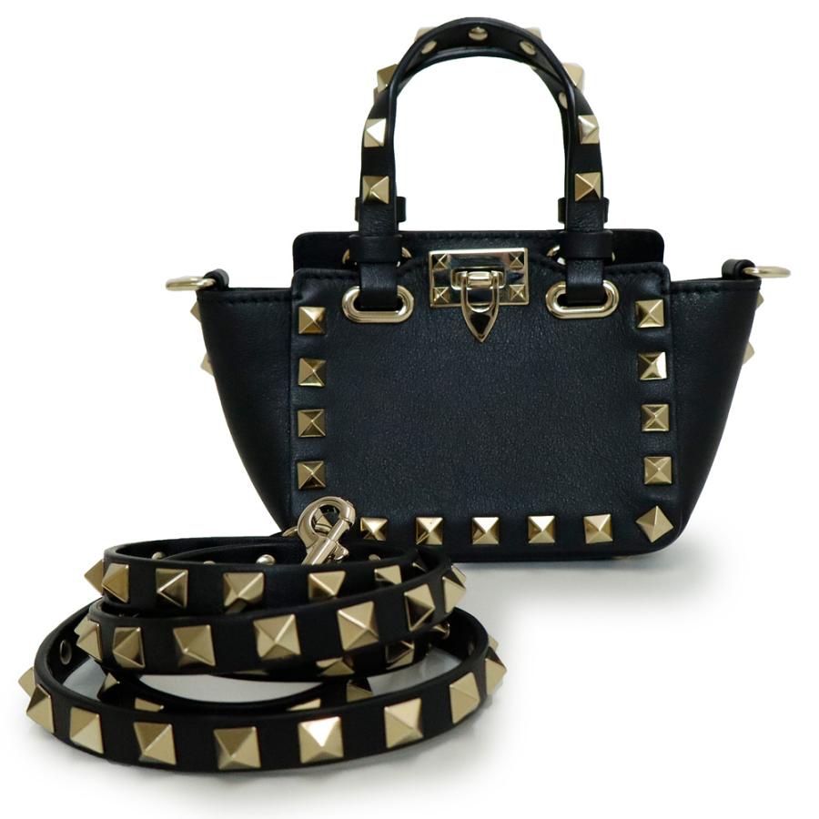 ヴァレンティノ ロックスタッズ レザー ハンドバッグ VALENTINO（ヴァレンティノ） （未使用 展示品）ヴァレンティノ ロック