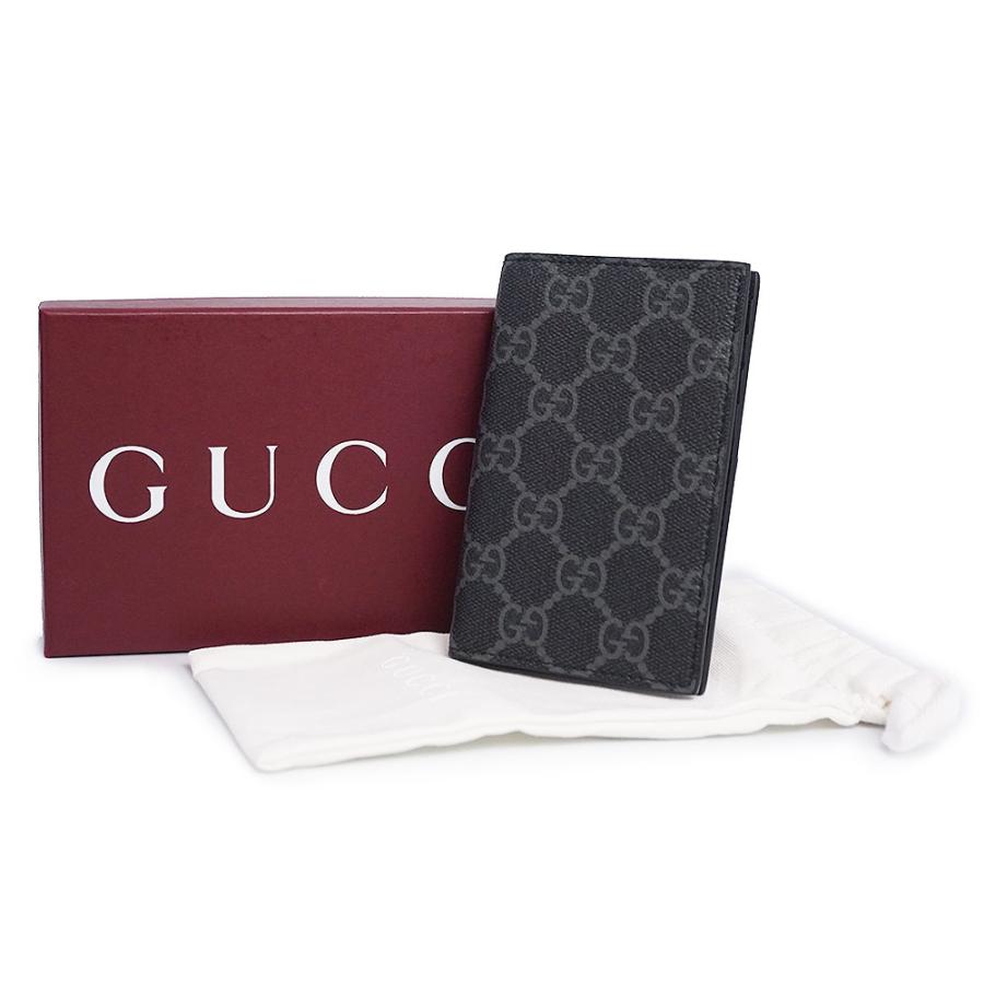 （新品・未使用品）グッチ GUCCI GGエンブレム カードケース 名刺入れ 定期入れ パスケース GGスプリームキャンバス ブラック グレー 821209 箱付の画像
