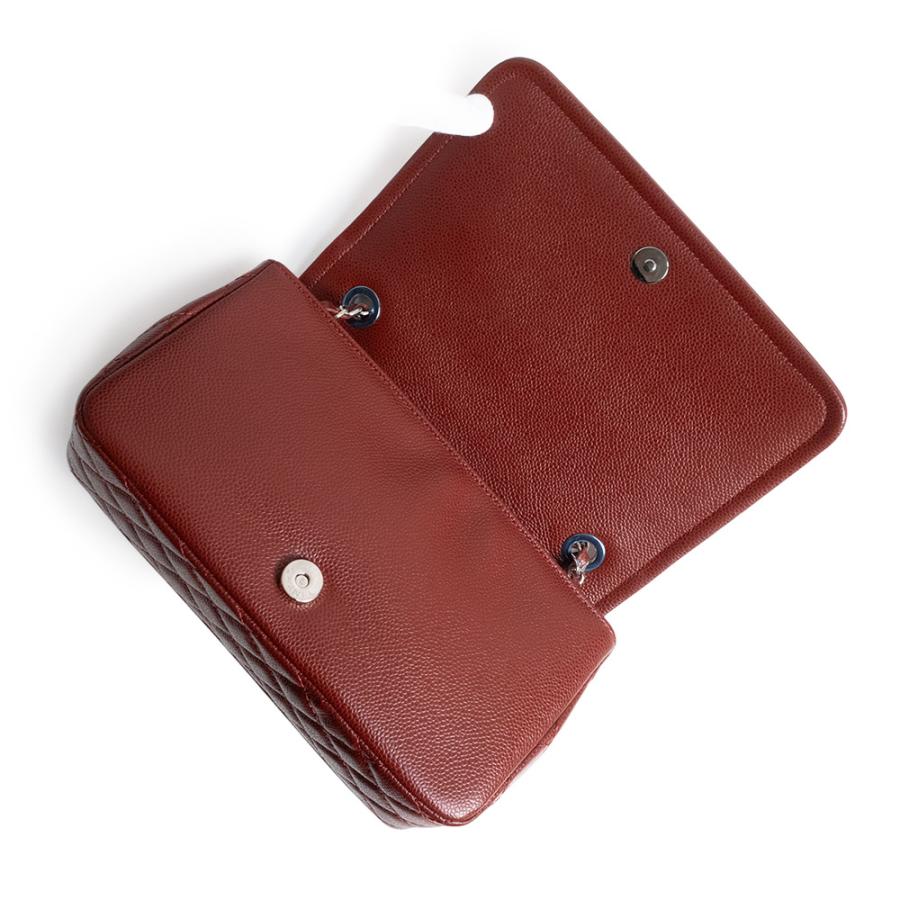 シャネル ココマーク マトラッセ Wチェーン ショルダーバッグ 斜め掛け キャビアスキン レザー ボルドー シルバー金具 CHANEL（美品） CHANEL（シャネル） （美品）シャネル ココマーク マトラッセ W