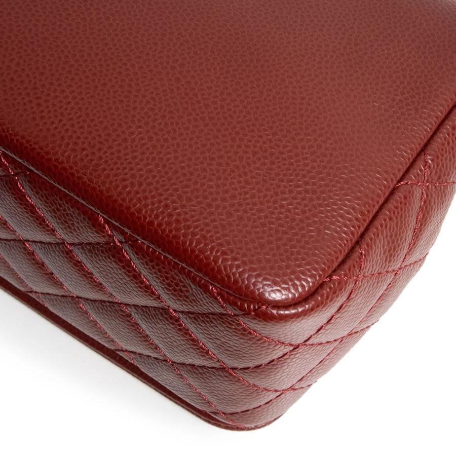 シャネル ココマーク マトラッセ Wチェーン ショルダーバッグ 斜め掛け キャビアスキン レザー ボルドー シルバー金具 CHANEL（美品） CHANEL（シャネル） （美品）シャネル ココマーク マトラッセ W