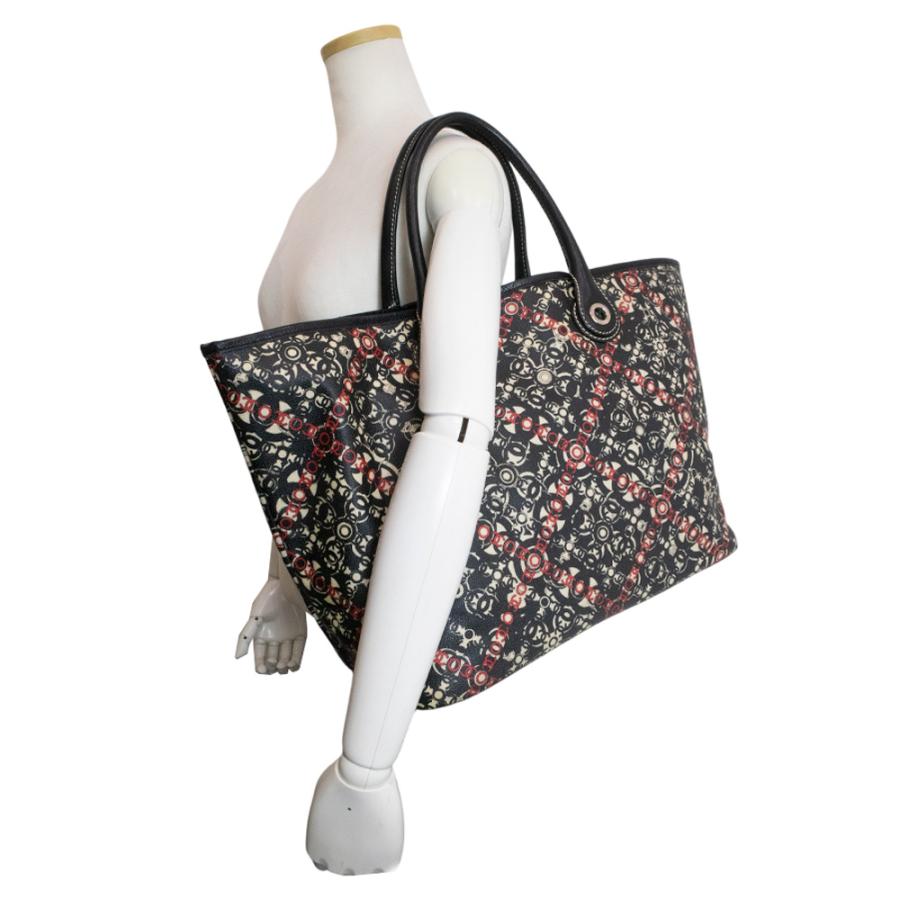 （中古）シャネル CHANEL ココ トラベル トート ハンドバッグ PVC レザー ブラック レッド シルバー金具 A36181の画像