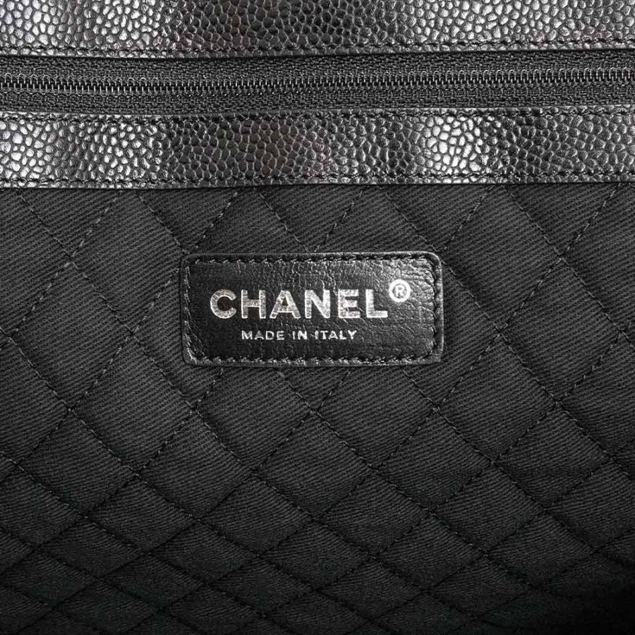 （中古）シャネル CHANEL ココ トラベル トート ハンドバッグ PVC レザー ブラック レッド シルバー金具 A36181の画像