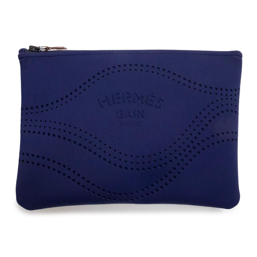 （新品・未使用品）エルメス HERMES フラットポーチ ネオバン ウェーブ MM ポーチ ポリアミド エラスタン ネイビー マットブラック金具 HERMES（エルメス） （新品・未使用品）エルメス フラットポーチ