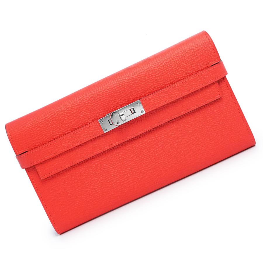 （未使用　展示品）エルメス HERMES ケリーウォレット ロング 二つ折り長財布 ヴォーエプソン レザー ブーゲンビリア レッド シルバー金具 X刻印 HERMES（エルメス） （未使用 展示品）エルメス ケリーウォレット