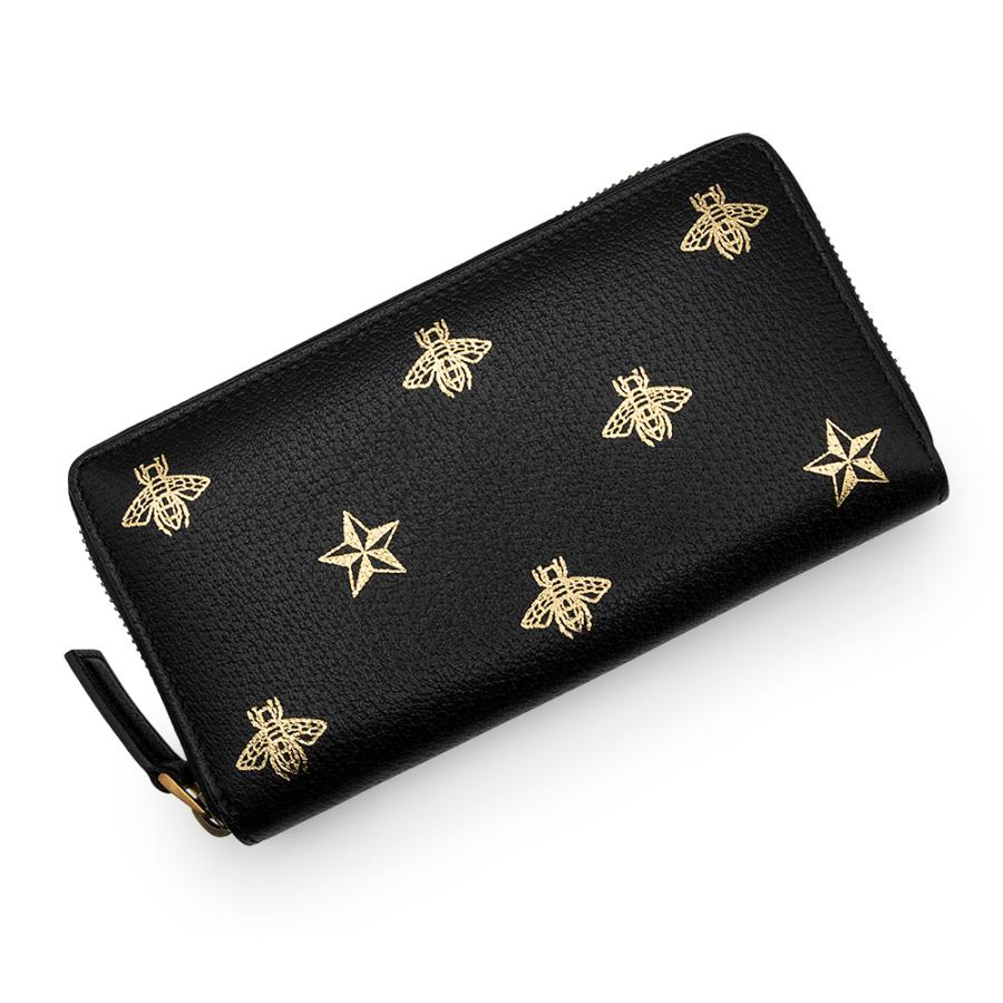 付属品完備 グッチ ビースター 長財布 ラウンドファスナー レザー ブラック GUCCI（グッチ） （新品・未使用品）グッチ ビー スター ラウンド