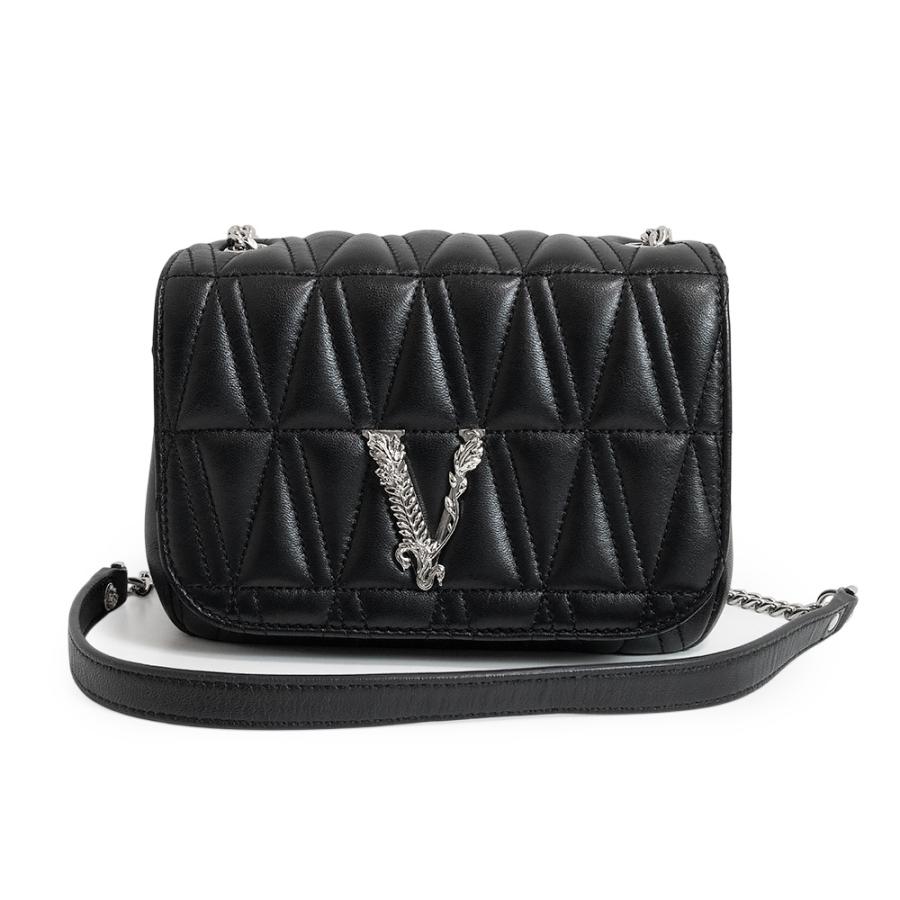 黒　キルティングショルダーバッグ　ヴェルサーチ VERSACE ブラックキルティングショルダーバッグ