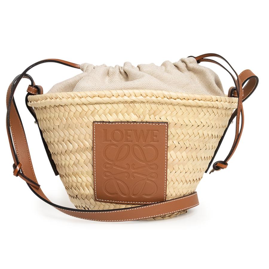 （新品・未使用品）ロエベ LOEWE ドローストリング バケット ショルダーバッグ 斜め掛け パームリーフ カーフスキン レザー ナチュラル ライトベージュ タン ブラウン シルバー金具 A223222X01 LOEWE（ロエベ） （新品・未使用品）ロエベ ドローストリング バケット