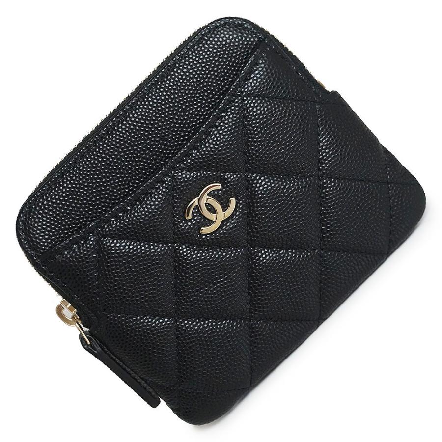 （未使用保管品）シャネル CHANEL マトラッセ ジップ パース ケース 小銭入れ 財布 キャビアスキン レザー ブラック ゴールド金具 AP2061 CHANEL（シャネル） （未使用保管品）シャネル マトラッセ ジップ