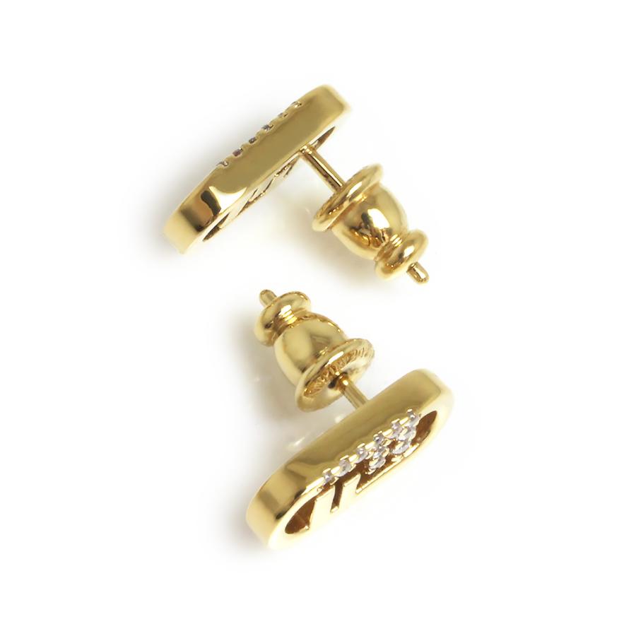 FENDI フェンディ FF ロゴ ラインストーン ピアス ゴールド シルバー FENDI フェンディ FF ロゴ ラインストーン ピアス ゴールド シルバー