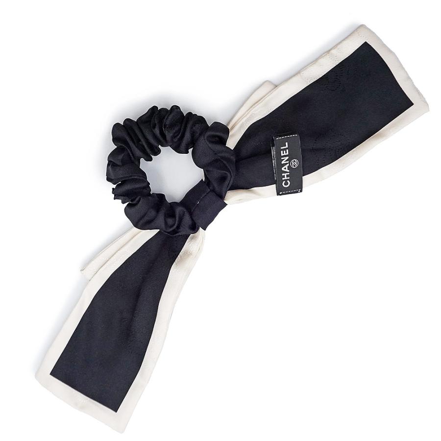 CHANEL シャネル カメリア シュシュ ヘアゴム ブラック CHANEL（シャネル） （美品）シャネル カメリア リボン シュシュ