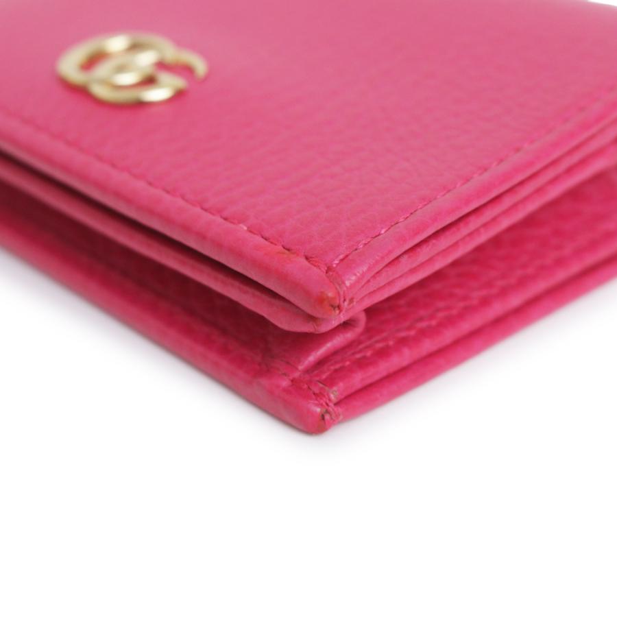 【6dd4119-k】グッチ 財布 GGマーモント 456126 レザー レッド ゴールド金具【中古】レディース GUCCI - 【6dd4119-k】グッチ 財布 GGマーモント 456126 レザー レッド