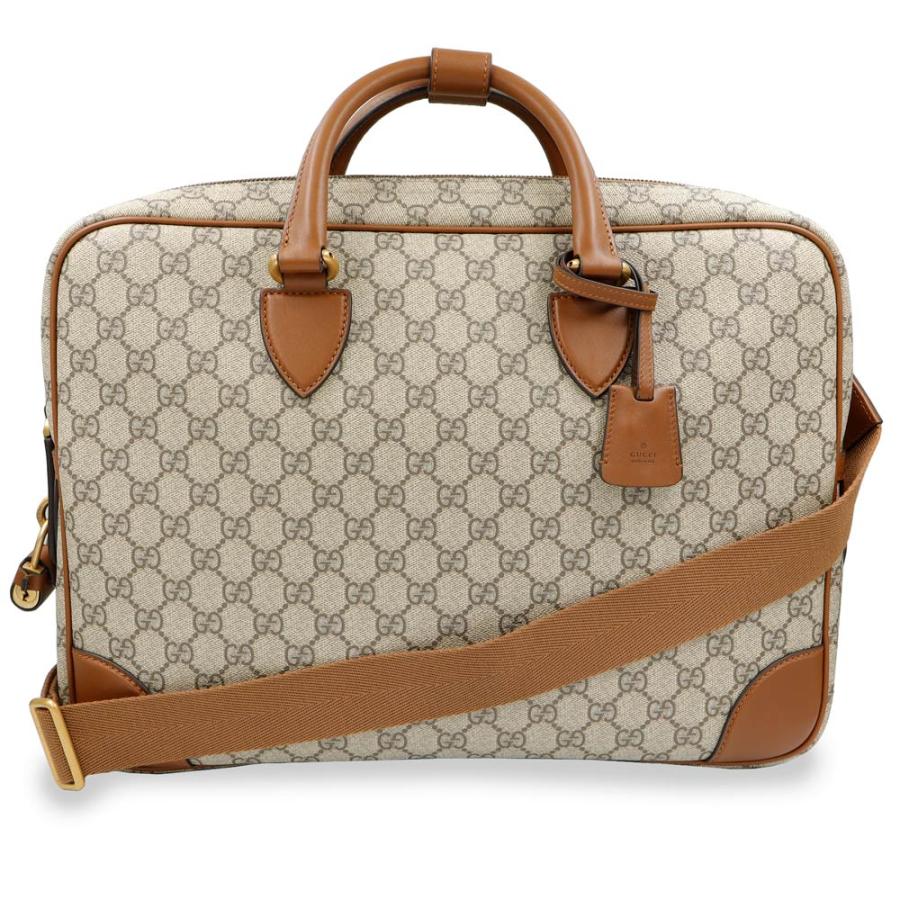 美品 グッチ ブリーフケース ビジネスバッグ GGスプリーム ロゴプレート GUCCI（グッチ） （未使用 展示品）グッチ GUCCI GGエンブレム