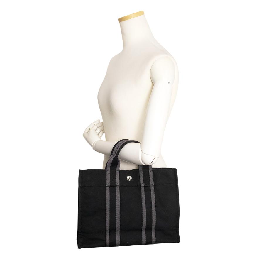 中古）HERMES エルメス フールトゥ PM コットンキャンバス ブラック 