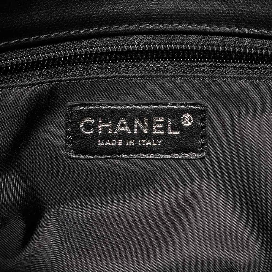 （美品）CHANEL シャネル A34208 パリビアリッツ PM トート ココマーク コーティングキャンバス カーフスキン ブラック ハンドバッグ レザー シルバー金具_7