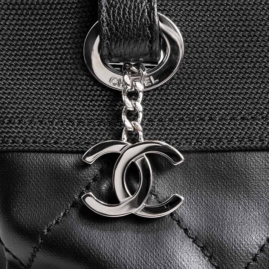 （美品）CHANEL シャネル A34208 パリビアリッツ PM トート ココマーク コーティングキャンバス カーフスキン ブラック ハンドバッグ レザー シルバー金具_8
