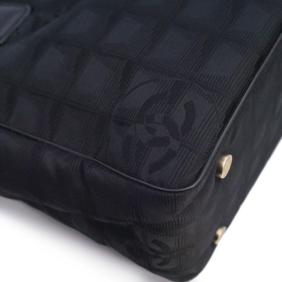 （中古）CHANEL シャネル A20457 ニュートラベルライン トート PM ナイロンジャガード カーフスキン ブラック ハンドバッグ レザー ゴールド金具の画像