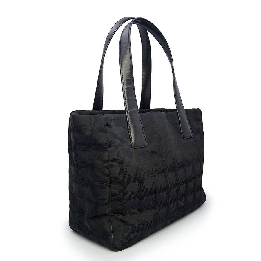 （中古）CHANEL シャネル A20457 ニュートラベルライン トート PM ナイロンジャガード カーフスキン ブラック ハンドバッグ レザー ゴールド金具の画像
