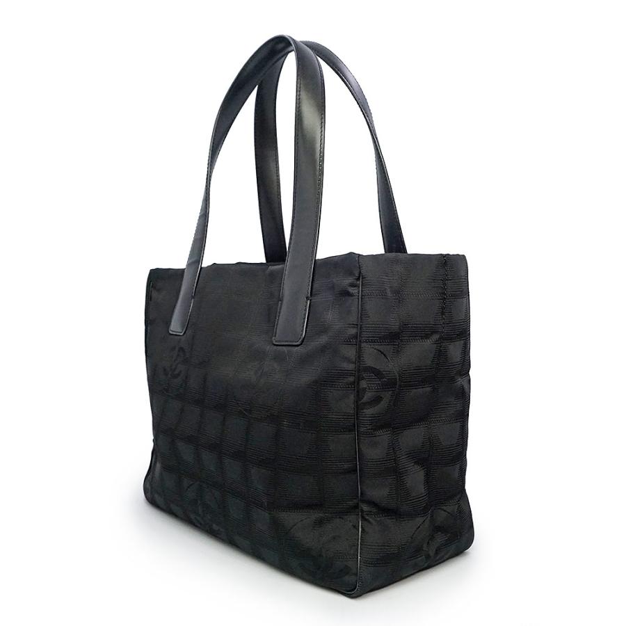 （中古）CHANEL シャネル A20457 ニュートラベルライン トート PM ナイロンジャガード カーフスキン ブラック ハンドバッグ レザー ゴールド金具の画像