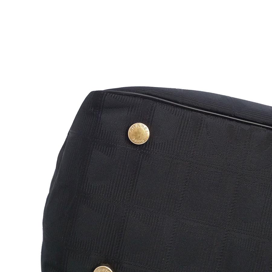 （中古）CHANEL シャネル A20457 ニュートラベルライン トート PM ナイロンジャガード カーフスキン ブラック ハンドバッグ レザー ゴールド金具の画像