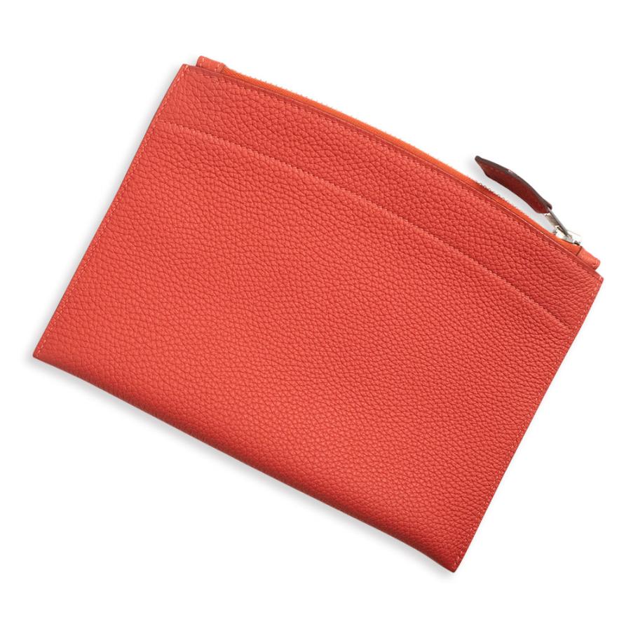 （未使用保管品）エルメス HERMES バザール ミニ マルチ フラットポーチ トゴ レザー ルージュ ピヴォワンヌ レッド シルバー金具 □R刻印_4