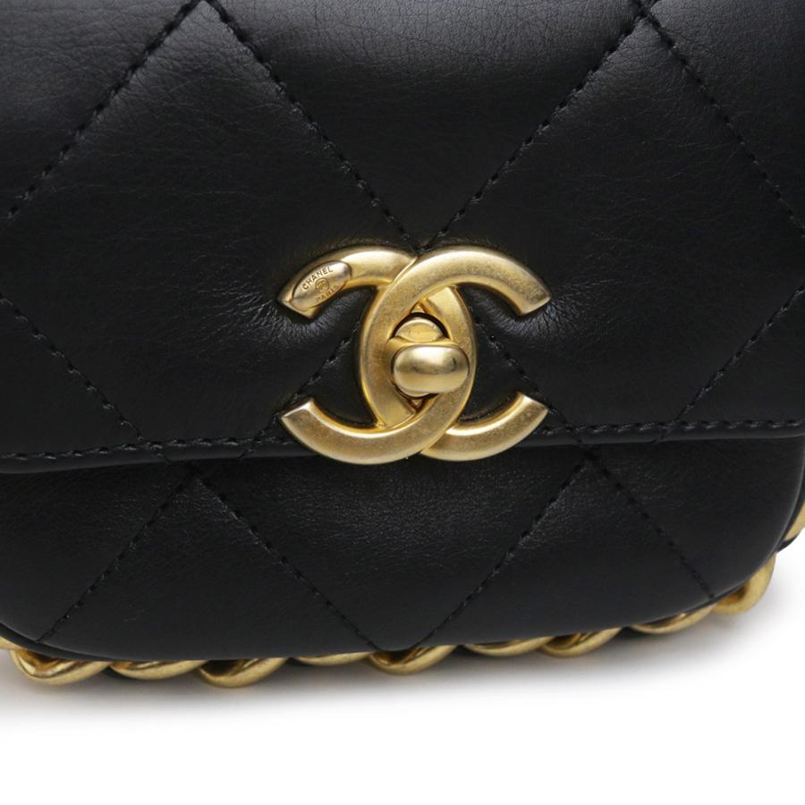 （未使用　展示品）CHANEL シャネル AS2833 マトラッセ ミニ フラップ チェーン ショルダーバッグ カーフスキン レザー ブラック ゴールド金具 ソルド品_10