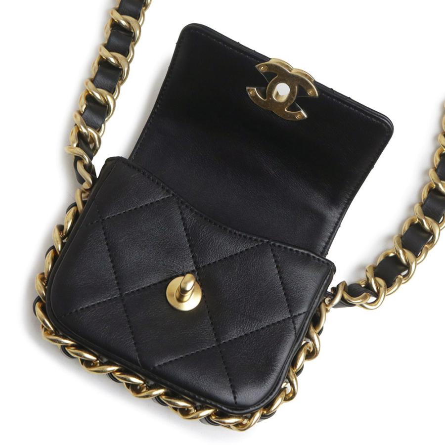 （未使用　展示品）CHANEL シャネル AS2833 マトラッセ ミニ フラップ チェーン ショルダーバッグ カーフスキン レザー ブラック ゴールド金具 ソルド品_1