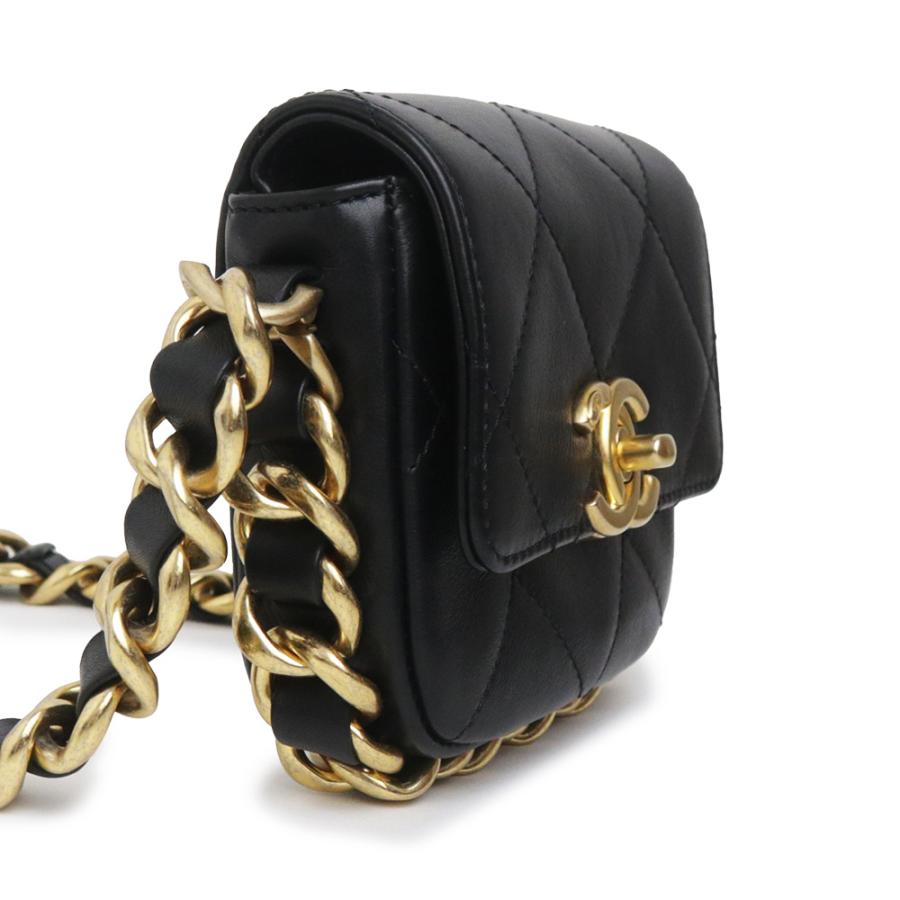 （未使用　展示品）CHANEL シャネル AS2833 マトラッセ ミニ フラップ チェーン ショルダーバッグ カーフスキン レザー ブラック ゴールド金具 ソルド品_3