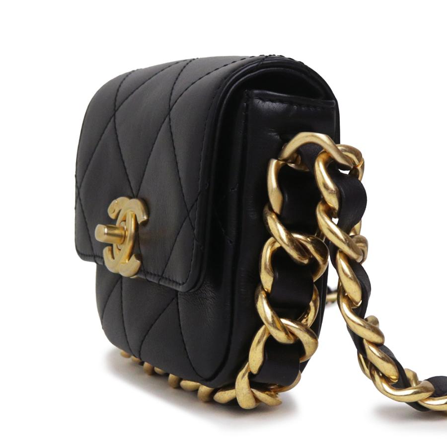 （未使用　展示品）CHANEL シャネル AS2833 マトラッセ ミニ フラップ チェーン ショルダーバッグ カーフスキン レザー ブラック ゴールド金具 ソルド品_4