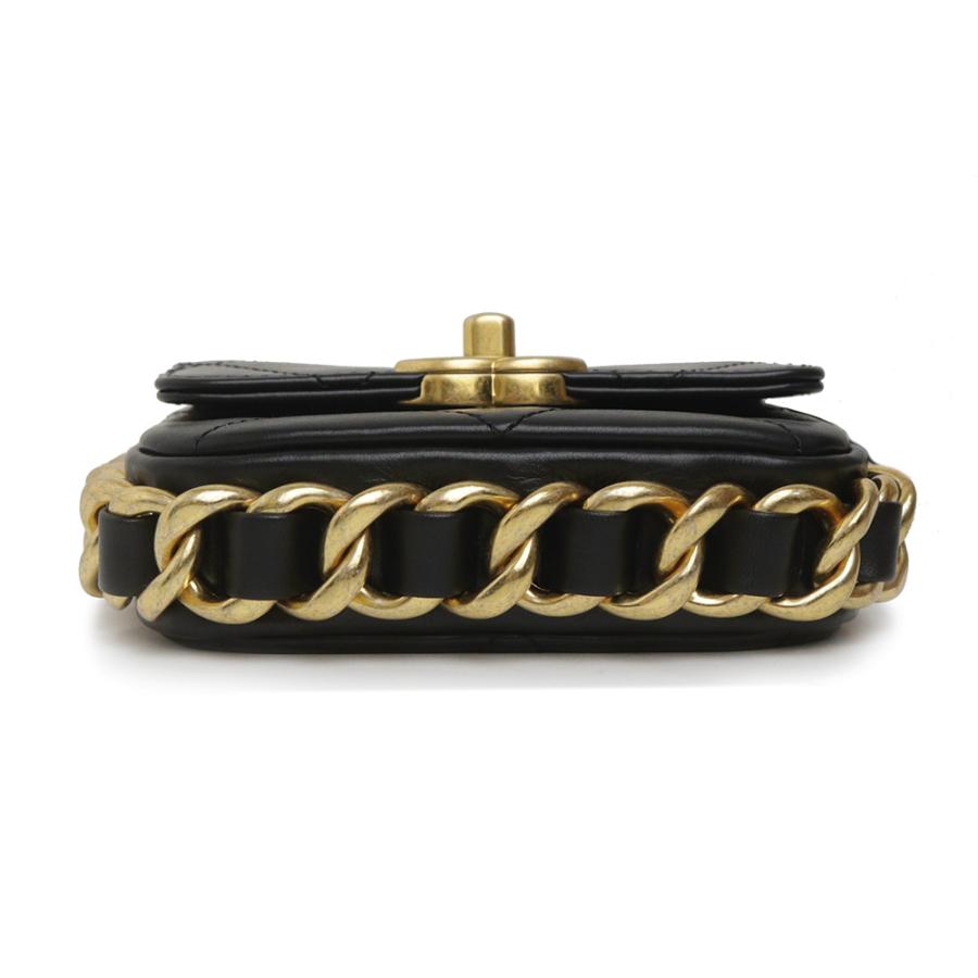 （未使用　展示品）CHANEL シャネル AS2833 マトラッセ ミニ フラップ チェーン ショルダーバッグ カーフスキン レザー ブラック ゴールド金具 ソルド品_6