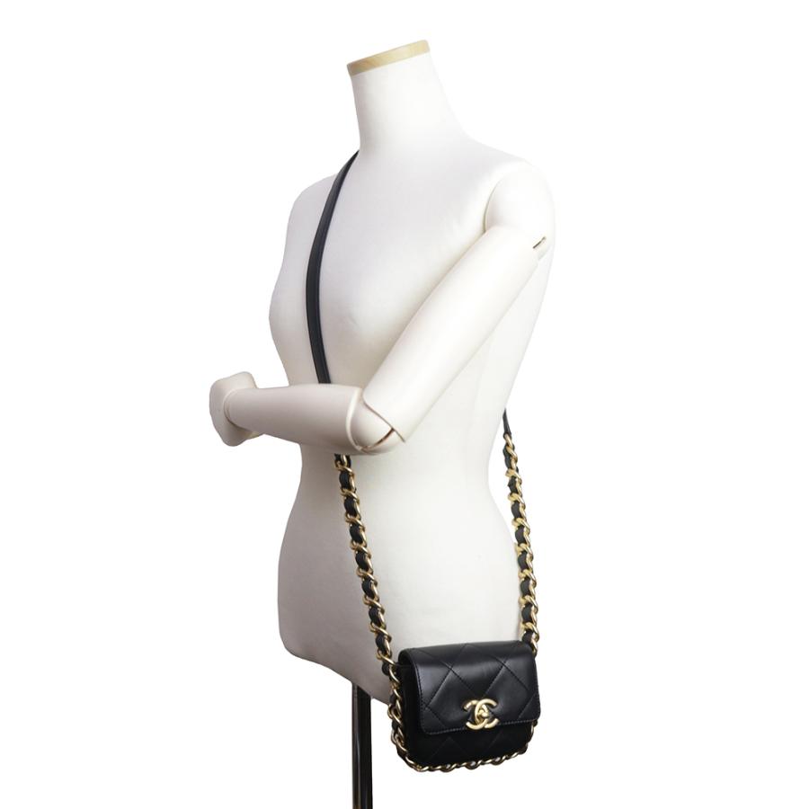 （未使用　展示品）CHANEL シャネル AS2833 マトラッセ ミニ フラップ チェーン ショルダーバッグ カーフスキン レザー ブラック ゴールド金具 ソルド品_7