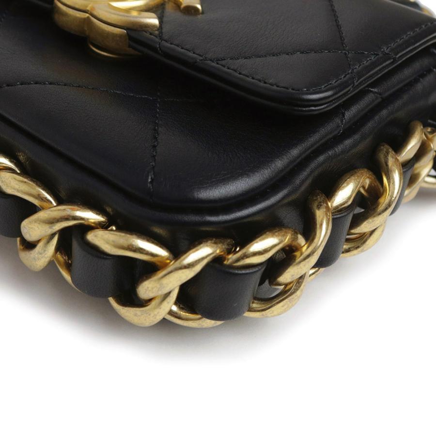 （未使用　展示品）CHANEL シャネル AS2833 マトラッセ ミニ フラップ チェーン ショルダーバッグ カーフスキン レザー ブラック ゴールド金具 ソルド品_9
