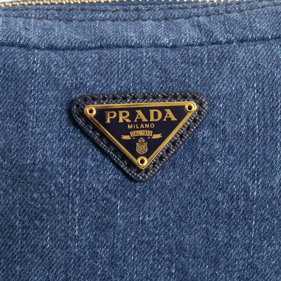 【外側美品】PRADA プラダ　ポーチ　デニム　青　ブルー　三角ロゴ PRADA（プラダ） （未使用 展示品）PRADA 1NA021 三角ロゴプレート