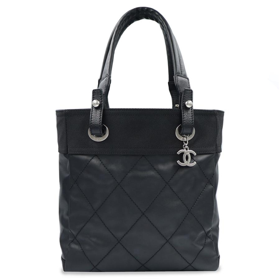 美品☆CHANEL パリビアリッツ コーティングキャンバス トートバッグ