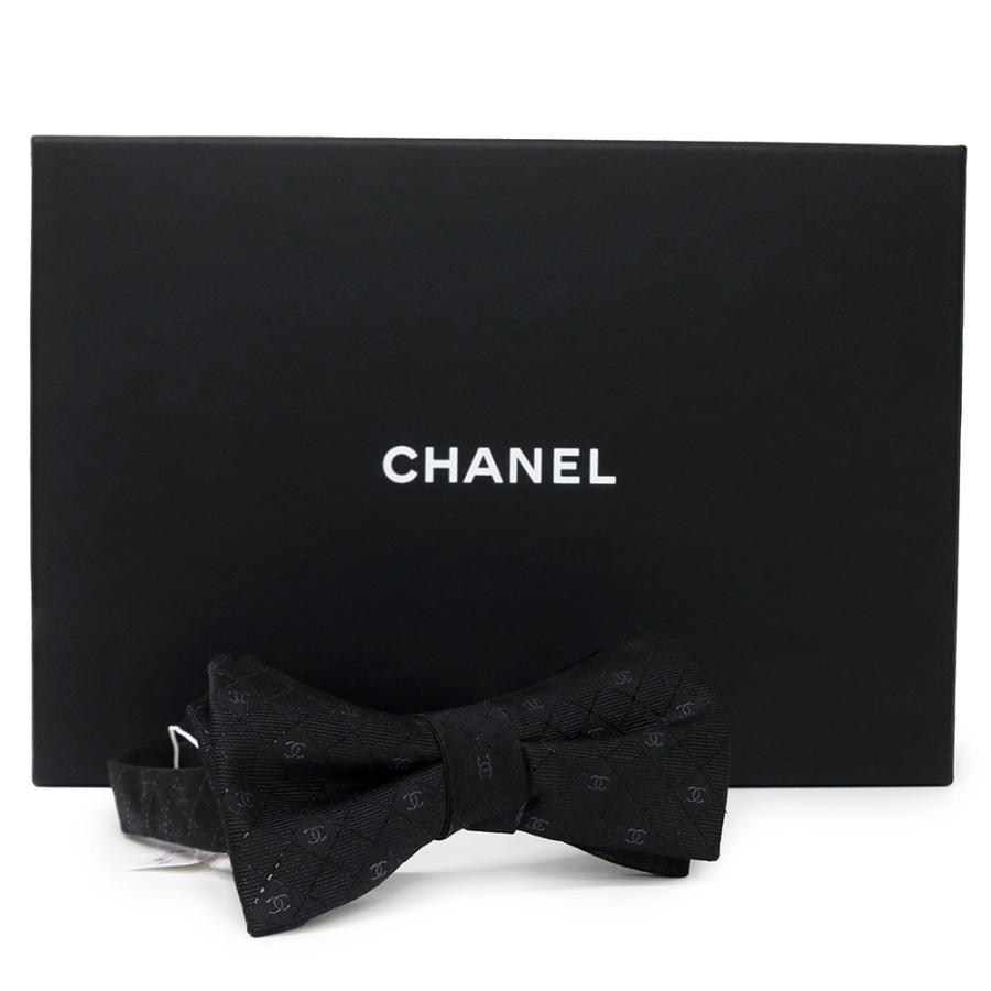 （新品・未使用品）CHANEL シャネル AA7918 ボウ タイ 蝶ネクタイ りぼん ココマーク マトラッセ シルク ジャガード メタリック ファイバー ブラック 箱付の画像